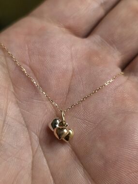 14K Gold Trinity Hearts Pendant Necklace
